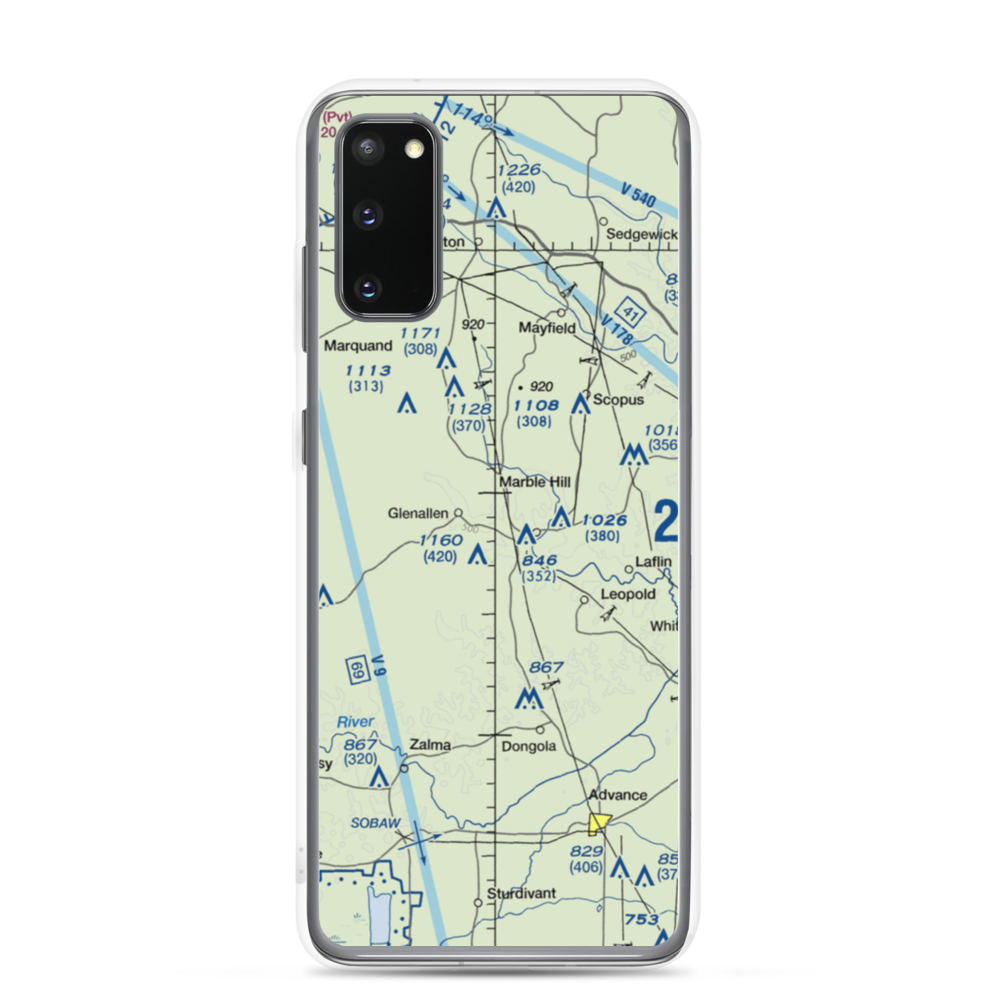 Ira Biffle Airfield (0T3) VFR Sectional Samsung Case Samsung Galaxy S20 model shown