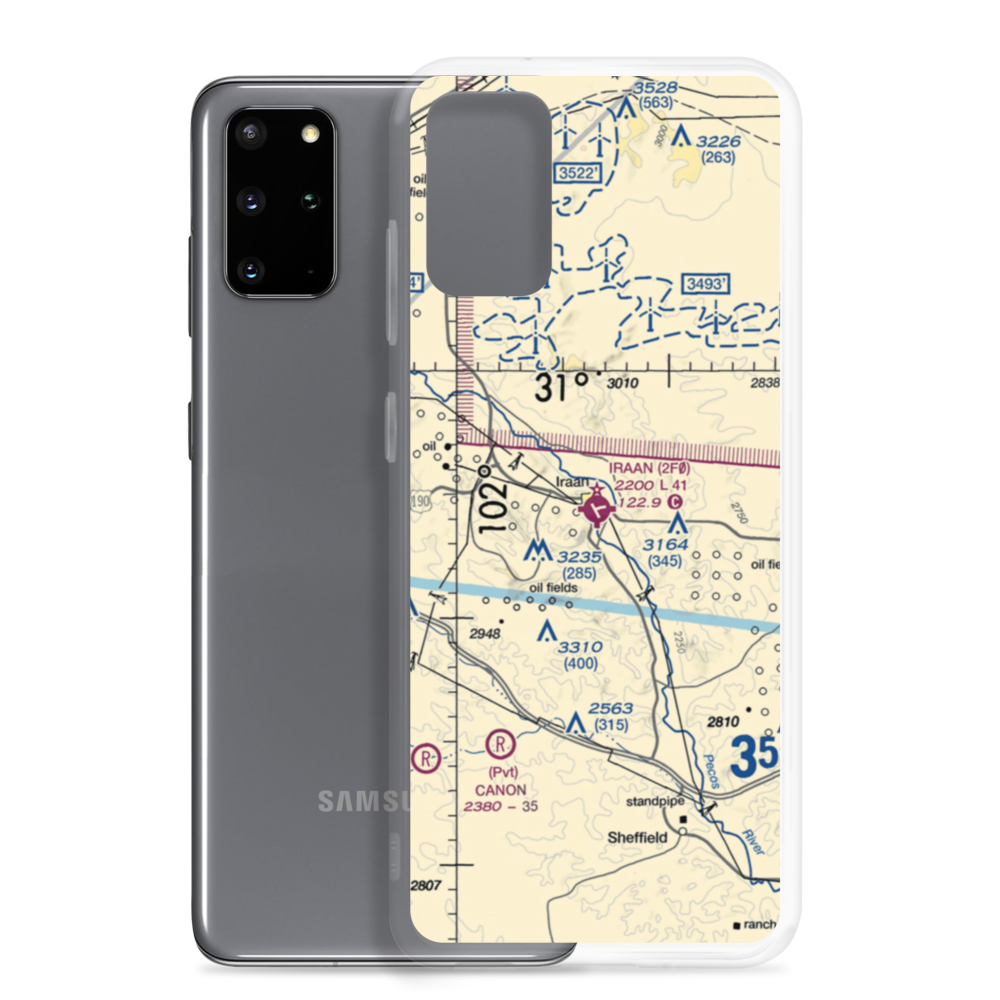 Iraan Municipal Airport (2F0) VFR Sectional Samsung Case Samsung Galaxy S20 Plus model shown