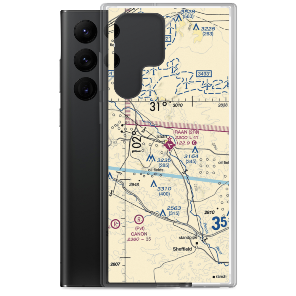 Iraan Municipal Airport (2F0) VFR Sectional Samsung Case Samsung Galaxy S22 Ultra model shown
