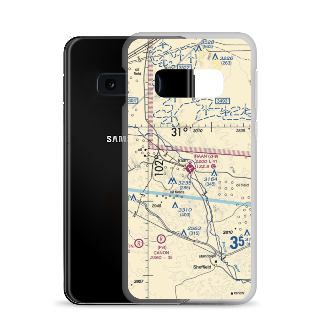 Iraan Municipal Airport (2F0) VFR Sectional Samsung Case Samsung Galaxy S10e model shown