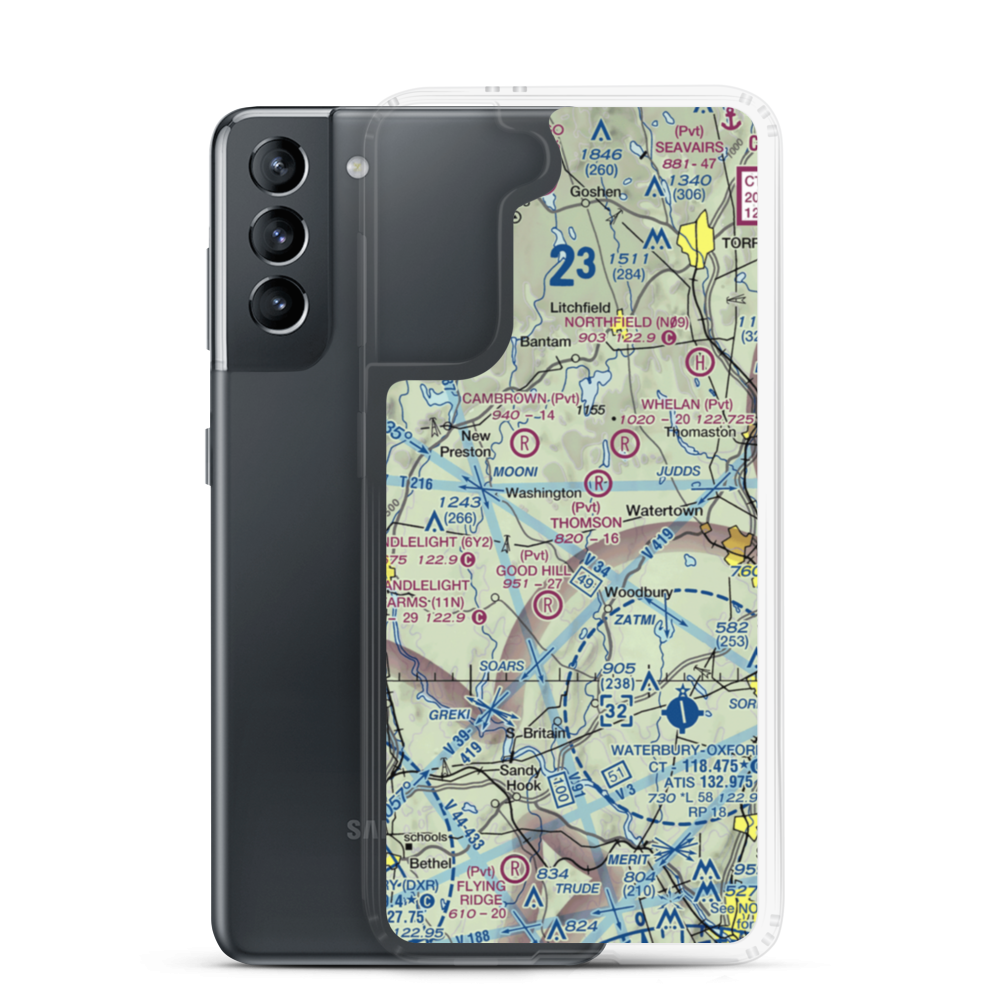 Irish Hills Farms Airport (33CT) VFR Sectional Samsung Case Samsung Galaxy S21 model shown