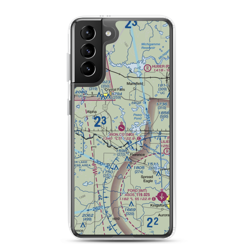 Iron County Airport (50D) VFR Sectional Samsung Case Samsung Galaxy S21 Plus model shown