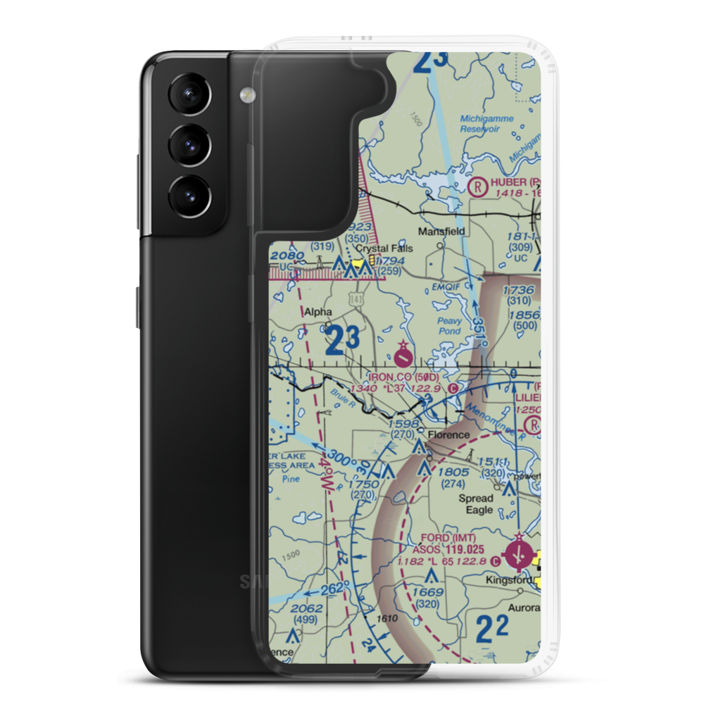 Iron County Airport (50D) VFR Sectional Samsung Case Samsung Galaxy S21 Plus model shown