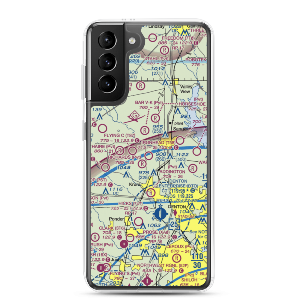 Ironhead Airport (T58) VFR Sectional Samsung Case Samsung Galaxy S21 Plus model shown