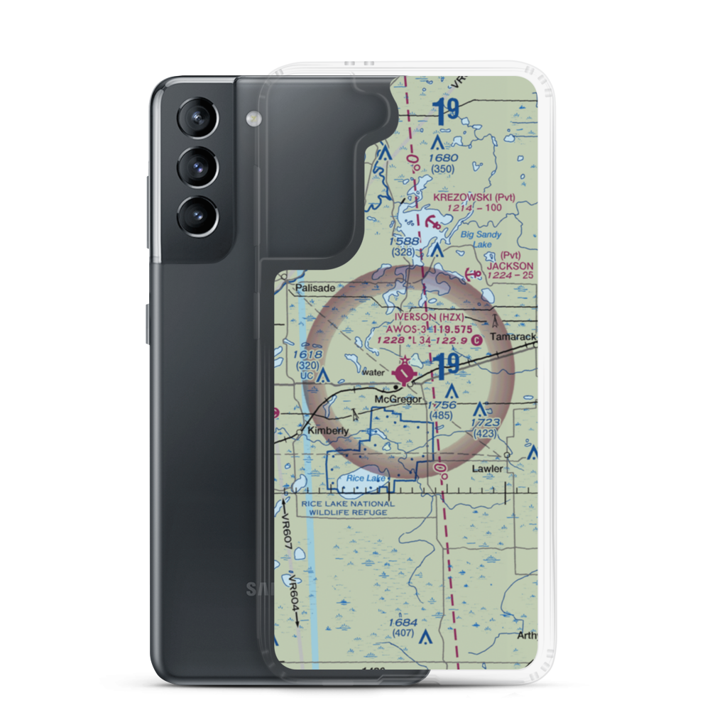 Isedor Iverson Airport (HZX) VFR Sectional Samsung Case Samsung Galaxy S21 model shown