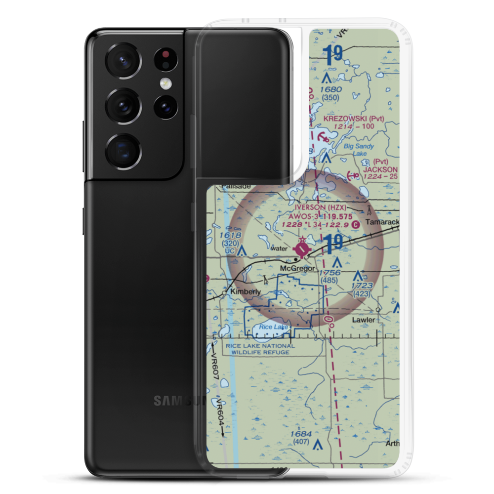 Isedor Iverson Airport (HZX) VFR Sectional Samsung Case Samsung Galaxy S21 Ultra model shown