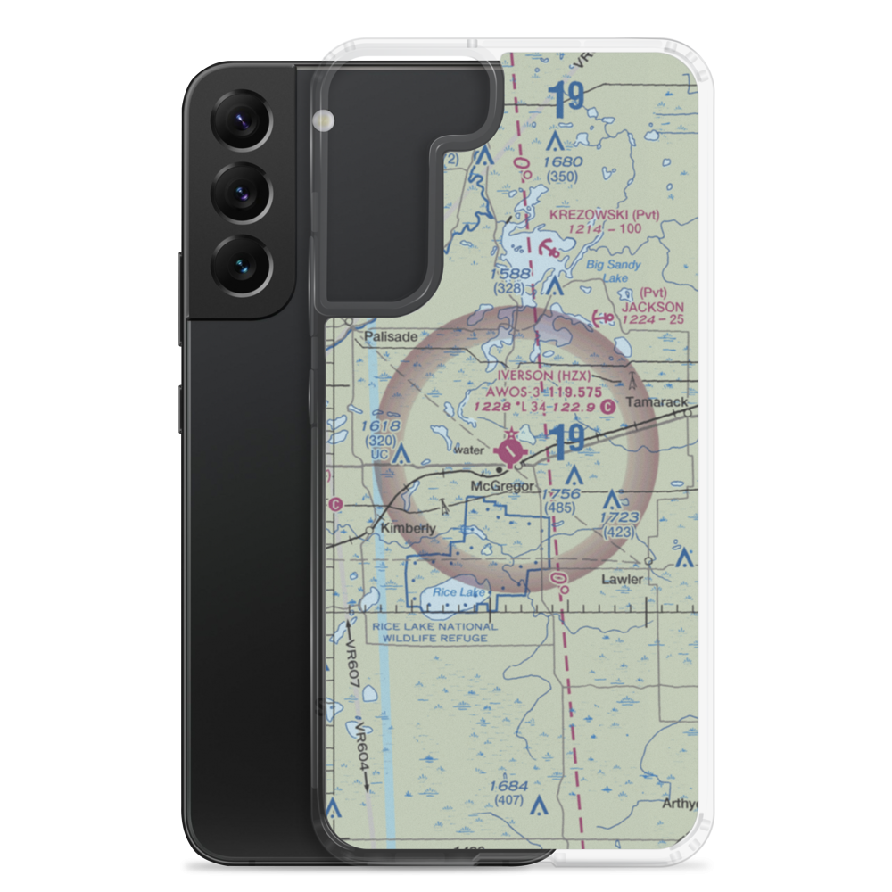 Isedor Iverson Airport (HZX) VFR Sectional Samsung Case Samsung Galaxy S22 Plus model shown
