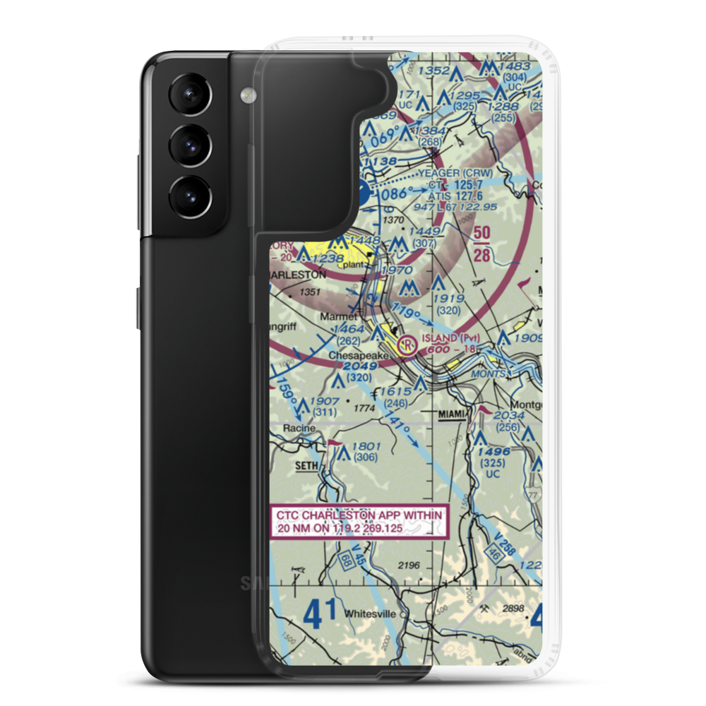 Island Airport (WV08) VFR Sectional Samsung Case Samsung Galaxy S21 Plus model shown