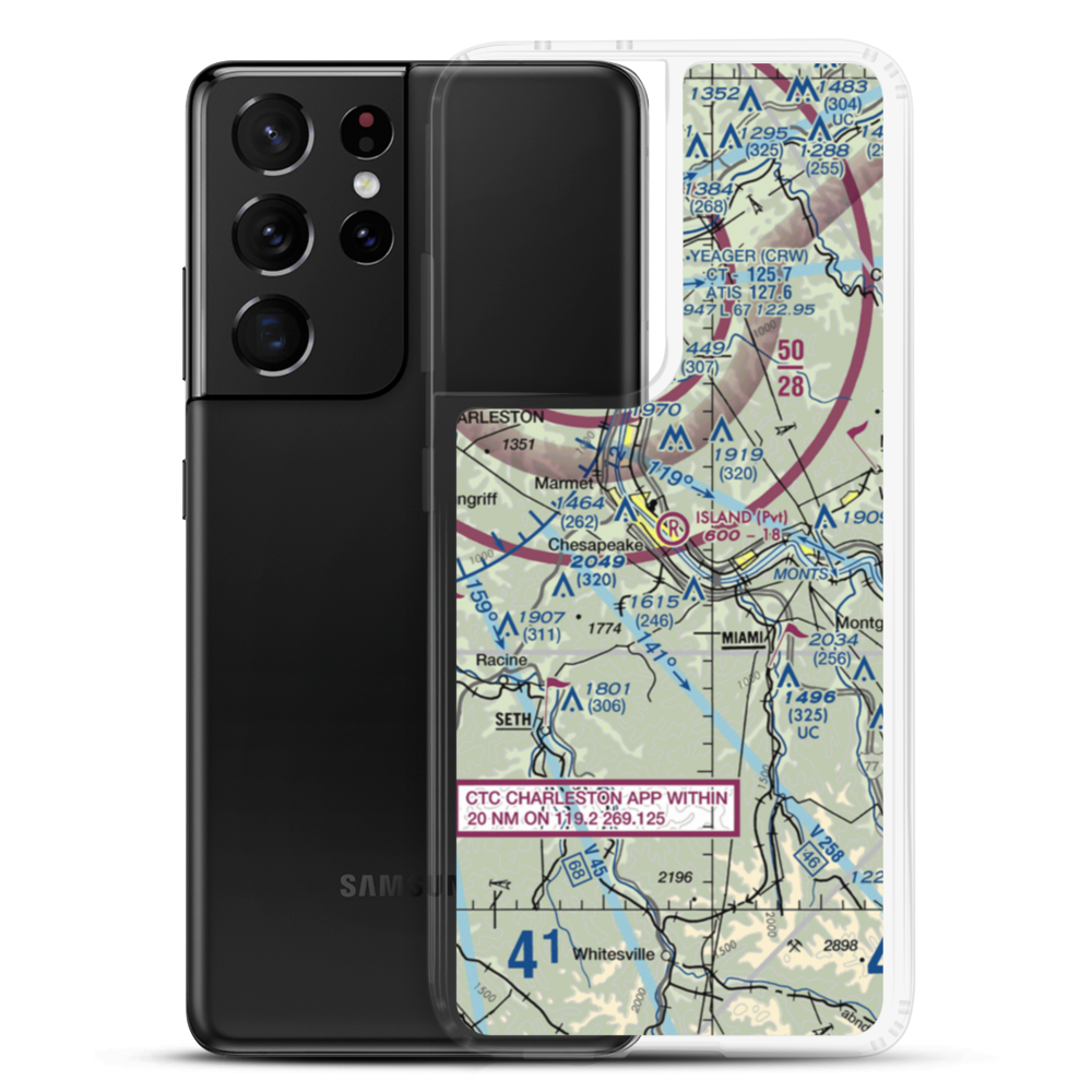 Island Airport (WV08) VFR Sectional Samsung Case Samsung Galaxy S21 Ultra model shown