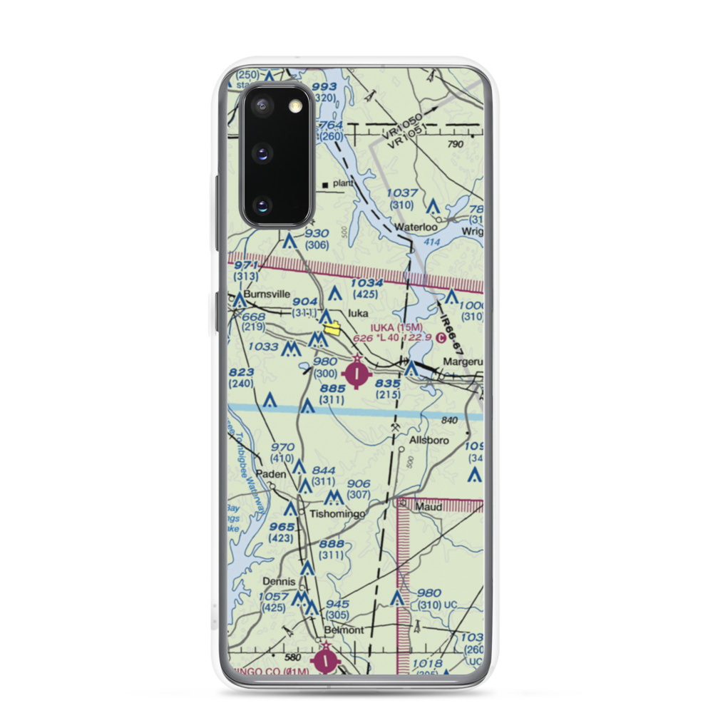 Iuka Airport (15M) VFR Sectional Samsung Case Samsung Galaxy S20 model shown