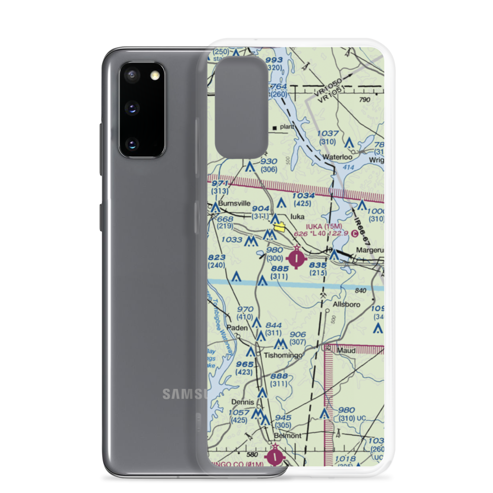 Iuka Airport (15M) VFR Sectional Samsung Case Samsung Galaxy S20 model shown