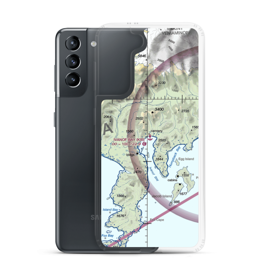 Ivanof Bay Seaplane Base (KIB) VFR Sectional Samsung Case Samsung Galaxy S21 model shown