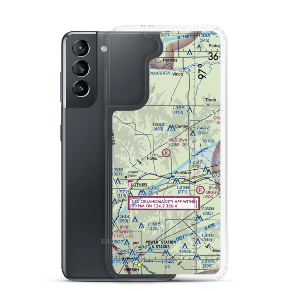 Ives Airport (OK96) VFR Sectional Samsung Case Samsung Galaxy S21 model shown