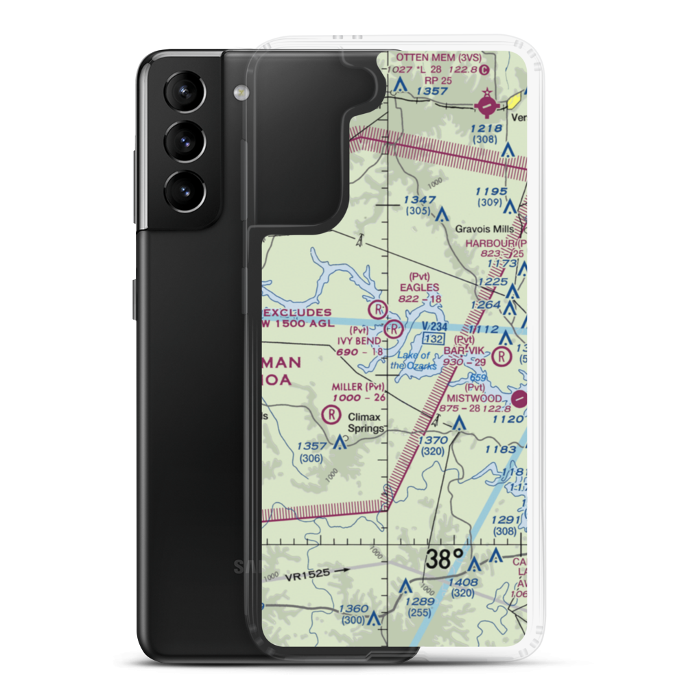 Ivy Bend Airport (9MO6) VFR Sectional Samsung Case Samsung Galaxy S21 Plus model shown