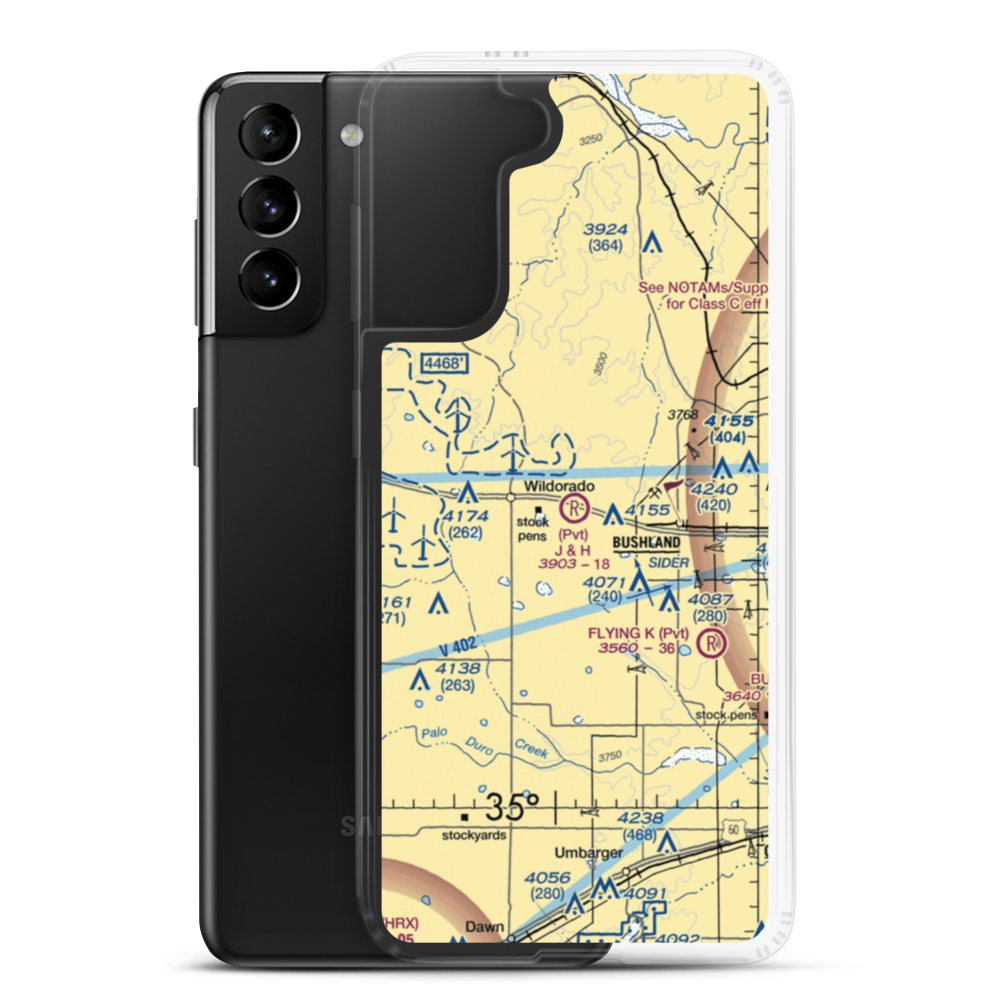 J & H Airport (5TS7) VFR Sectional Samsung Case Samsung Galaxy S21 Plus model shown