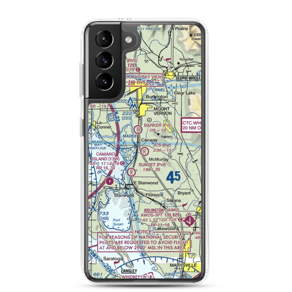 J C's Airport (27WA) VFR Sectional Samsung Case Samsung Galaxy S21 Plus model shown