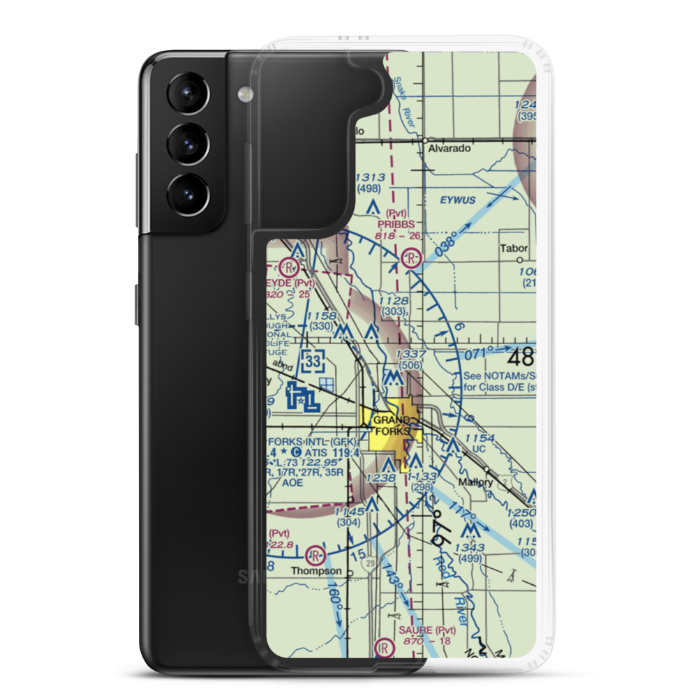 J J and T Airport (MN81) VFR Sectional Samsung Case Samsung Galaxy S21 Plus model shown