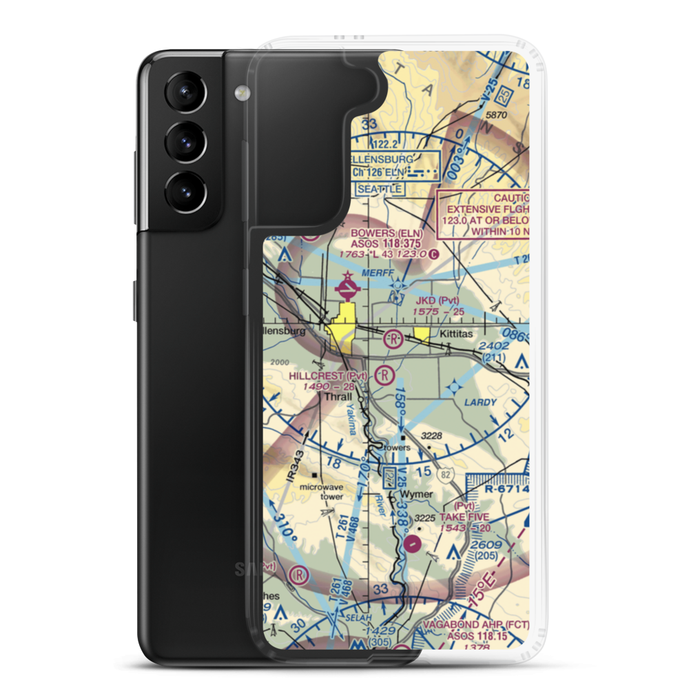J K D Farms Airport (WN64) VFR Sectional Samsung Case Samsung Galaxy S21 Plus model shown