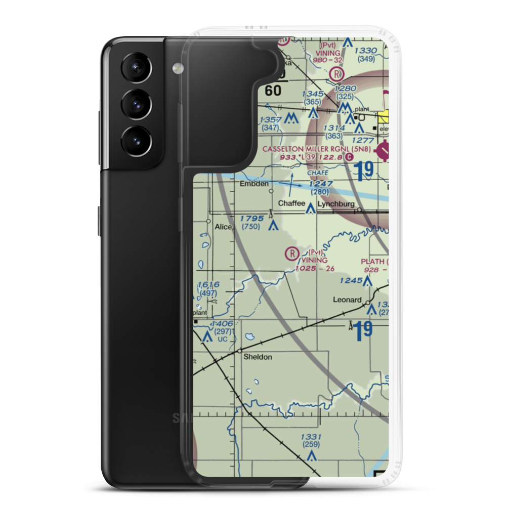 J Vining Airport (8ND6) VFR Sectional Samsung Case Samsung Galaxy S21 Plus model shown