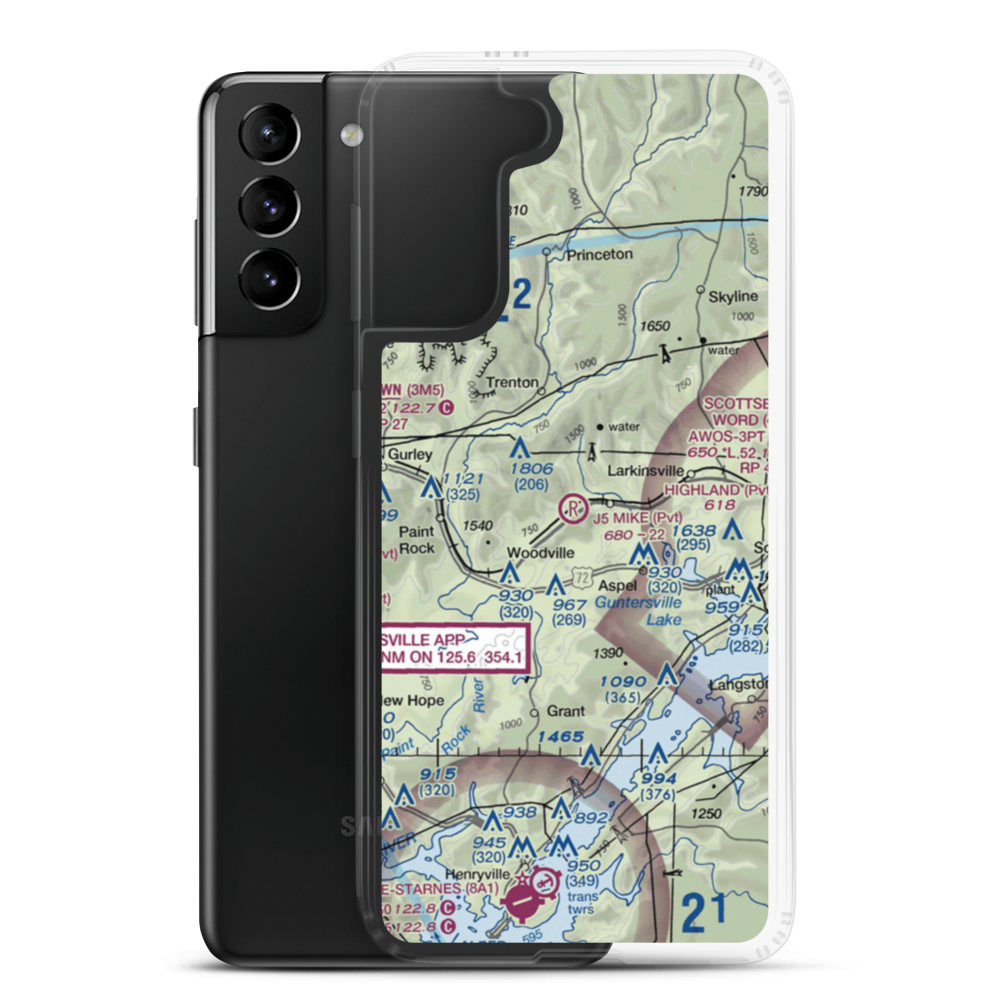 J5 Mike Airport (4AL5) VFR Sectional Samsung Case Samsung Galaxy S21 Plus model shown