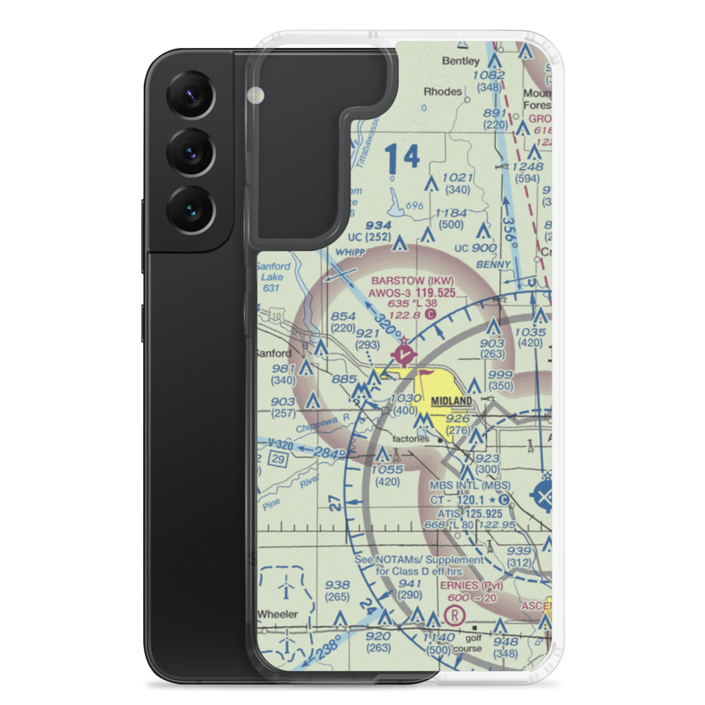 Jack Barstow Airport (IKW) VFR Sectional Samsung Case Samsung Galaxy S22 Plus model shown