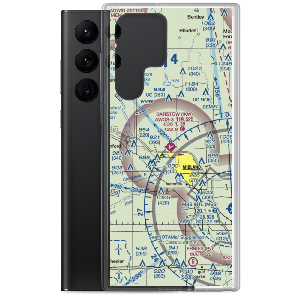 Jack Barstow Airport (IKW) VFR Sectional Samsung Case Samsung Galaxy S22 Ultra model shown