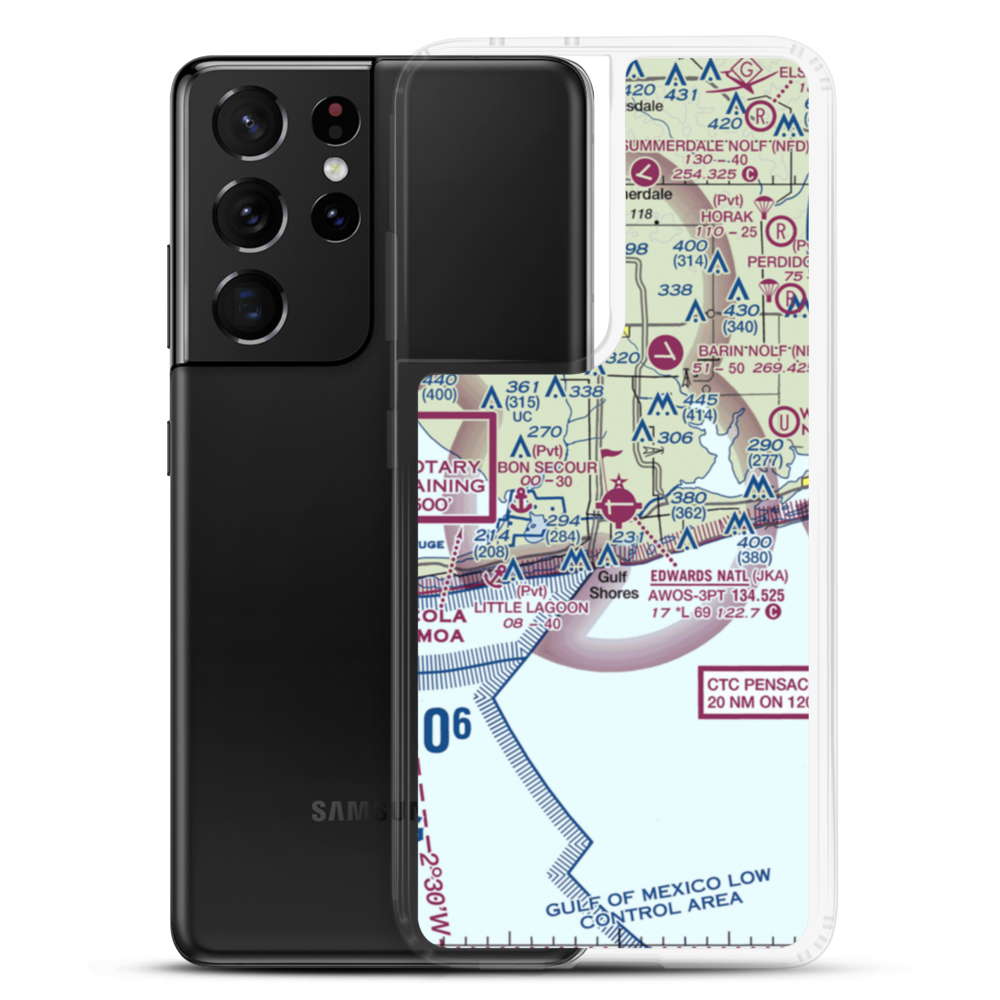 Jack Edwards Airport (JKA) VFR Sectional Samsung Case Samsung Galaxy S21 Ultra model shown