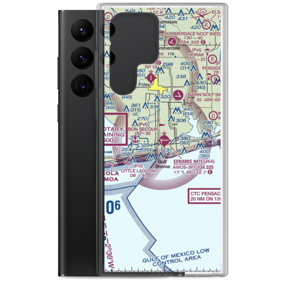 Jack Edwards Airport (JKA) VFR Sectional Samsung Case Samsung Galaxy S22 Ultra model shown