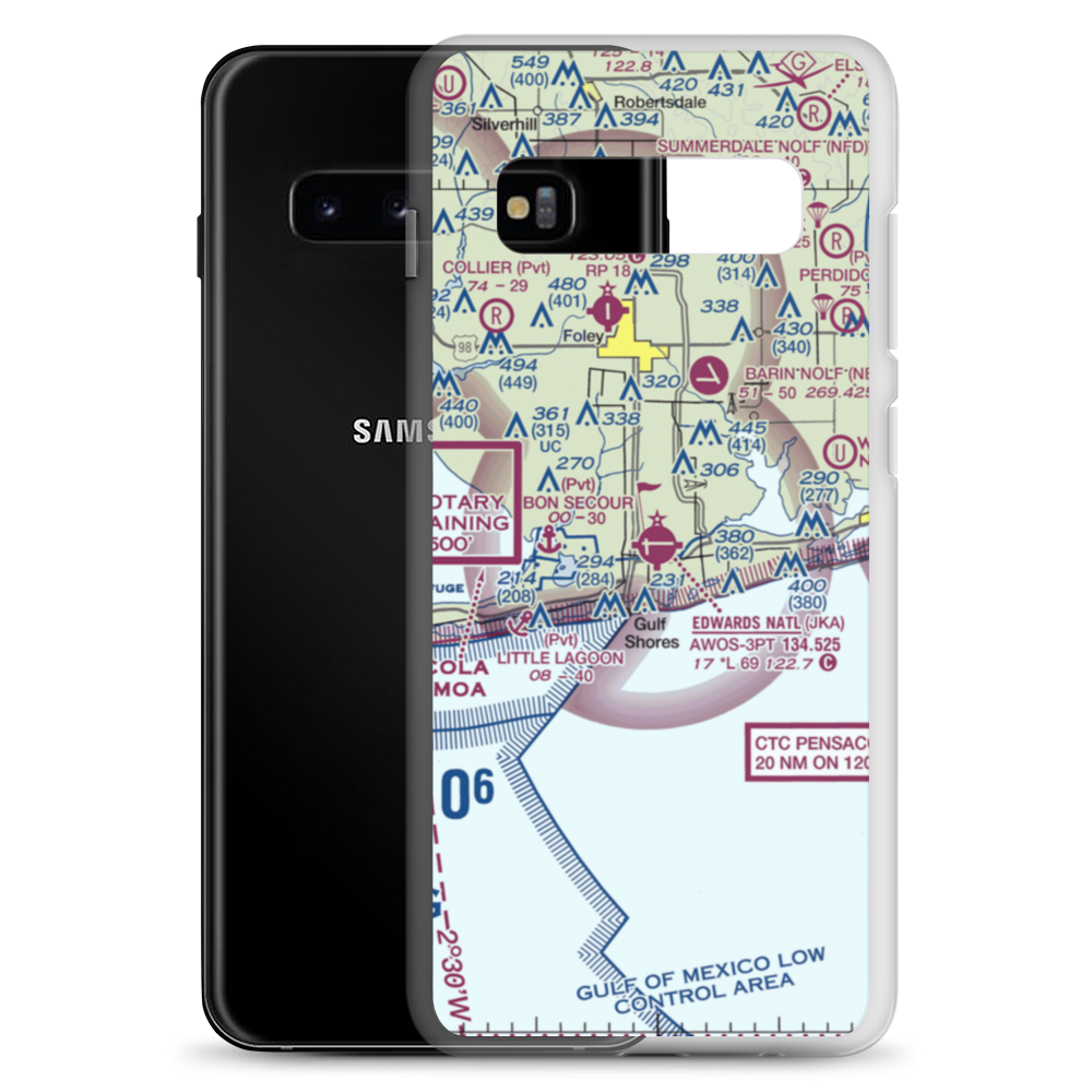 Jack Edwards Airport (JKA) VFR Sectional Samsung Case Samsung Galaxy S10+ model shown