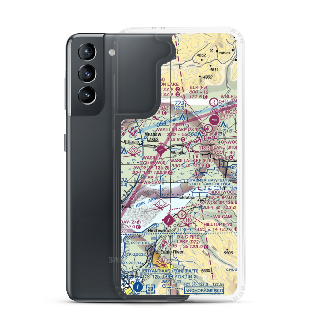 Jack Fish Landing Airport (7AK4) VFR Sectional Samsung Case Samsung Galaxy S21 model shown