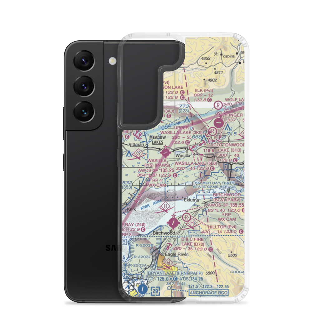 Jack Fish Landing Airport (7AK4) VFR Sectional Samsung Case Samsung Galaxy S22 model shown