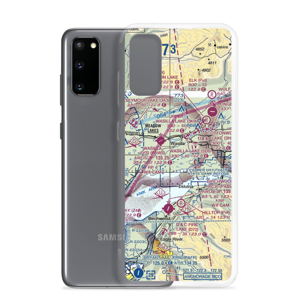 Jack Fish Landing Airport (7AK4) VFR Sectional Samsung Case Samsung Galaxy S20 model shown