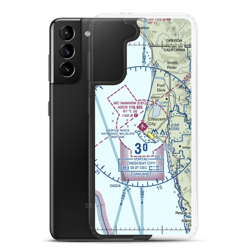Jack Mc Namara Field Airport (CEC) VFR Sectional Samsung Case Samsung Galaxy S21 Plus model shown