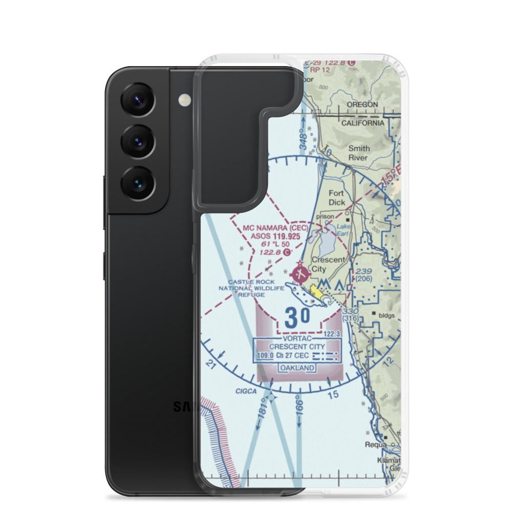 Jack Mc Namara Field Airport (CEC) VFR Sectional Samsung Case Samsung Galaxy S22 model shown