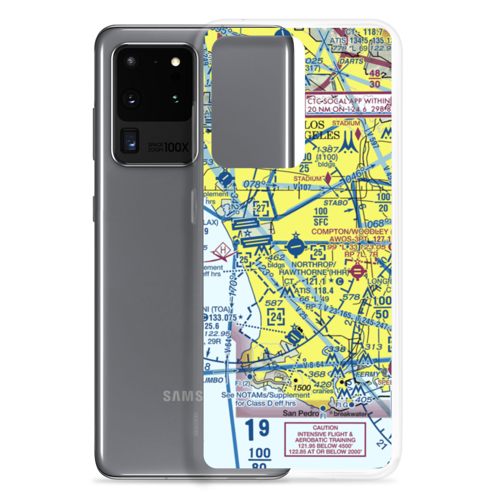 Jack Northrop Field Hawthorne Municipal Airport (HHR) VFR Sectional Samsung Case Samsung Galaxy S20 Ultra model shown