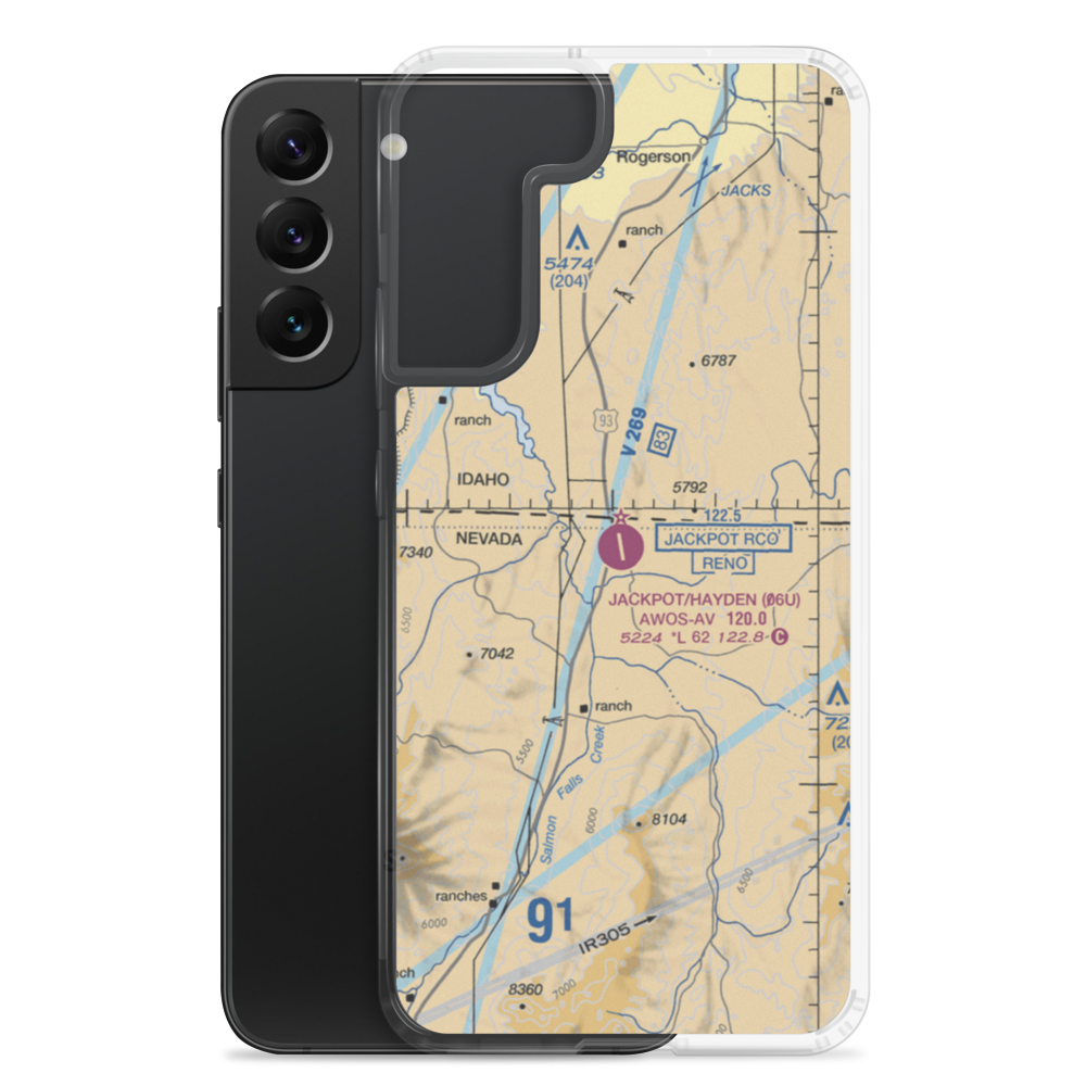 Jackpot Airport/Hayden Field (06U) VFR Sectional Samsung Case Samsung Galaxy S22 Plus model shown