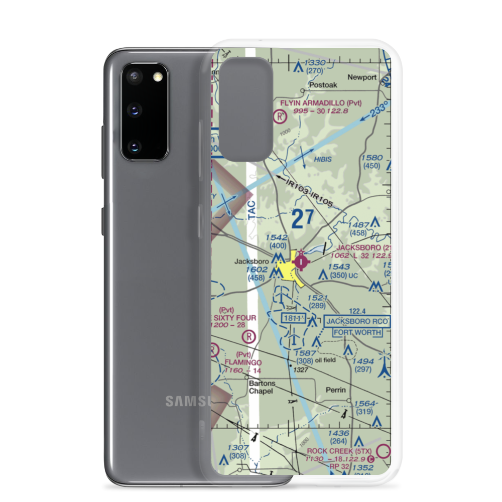 Jacksboro Municipal Airport (21F) VFR Sectional Samsung Case Samsung Galaxy S20 model shown