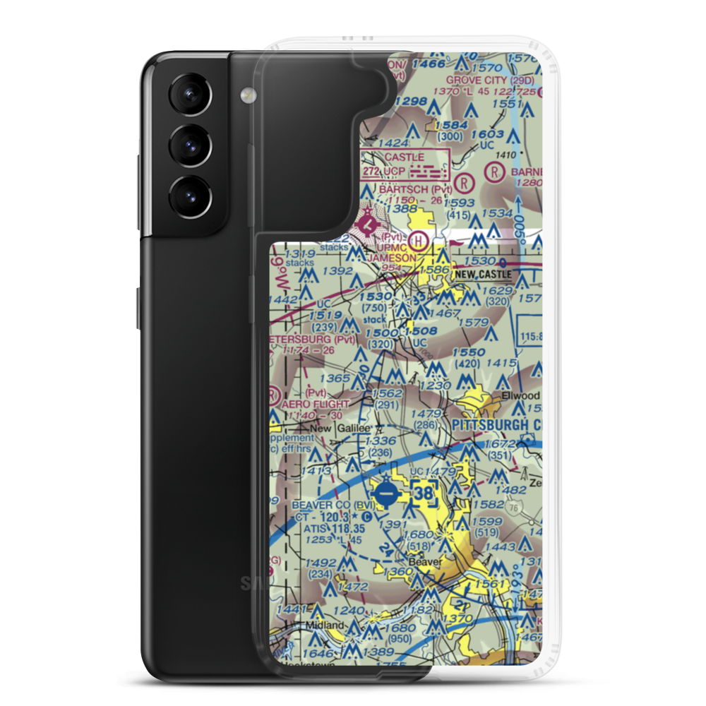 Jackson Airport (PN68) VFR Sectional Samsung Case Samsung Galaxy S21 Plus model shown