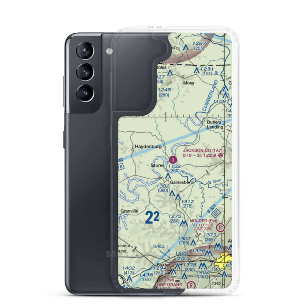 Jackson County Airport (1A7) VFR Sectional Samsung Case Samsung Galaxy S21 model shown