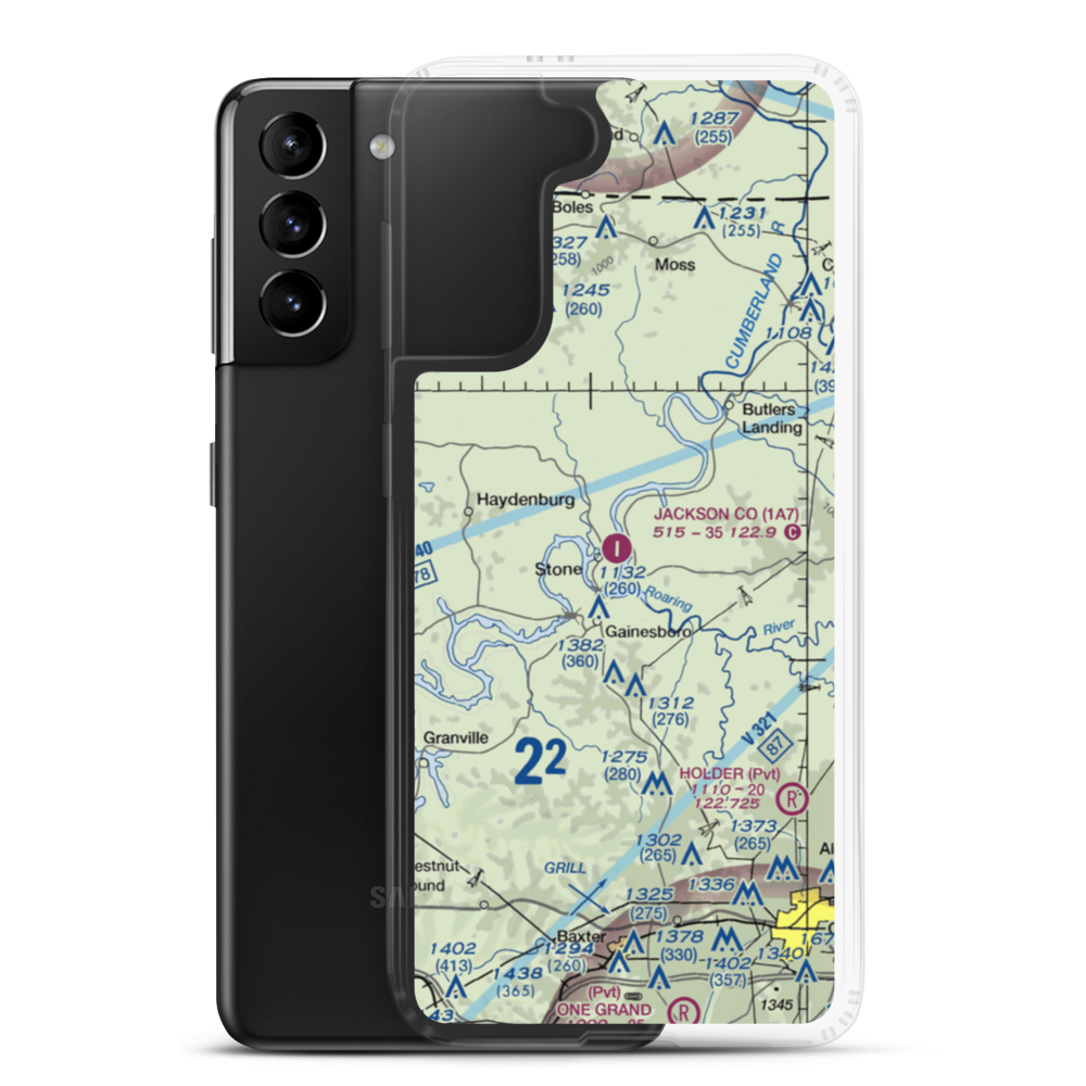 Jackson County Airport (1A7) VFR Sectional Samsung Case Samsung Galaxy S21 Plus model shown