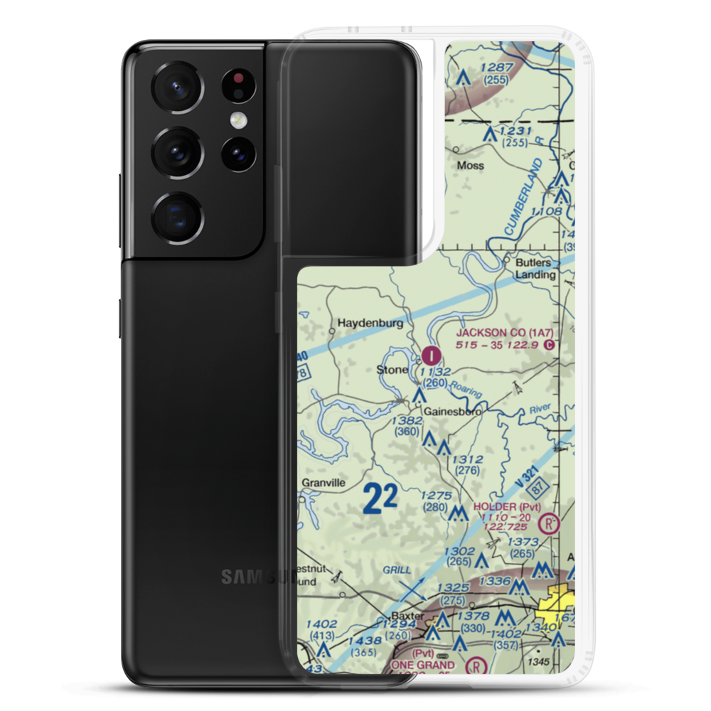 Jackson County Airport (1A7) VFR Sectional Samsung Case Samsung Galaxy S21 Ultra model shown