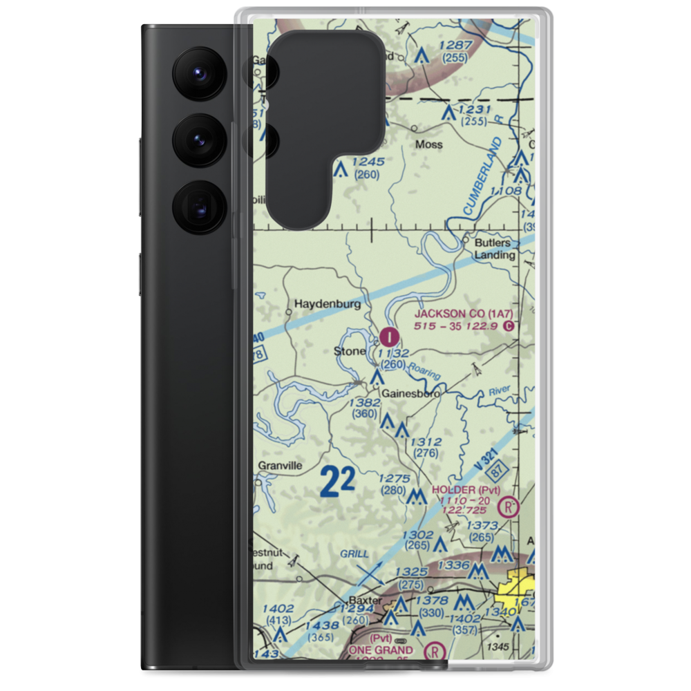 Jackson County Airport (1A7) VFR Sectional Samsung Case Samsung Galaxy S22 Ultra model shown