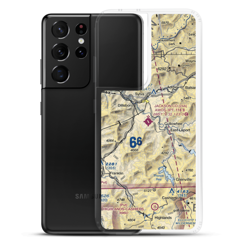 Jackson County Airport (24A) VFR Sectional Samsung Case Samsung Galaxy S21 Ultra model shown
