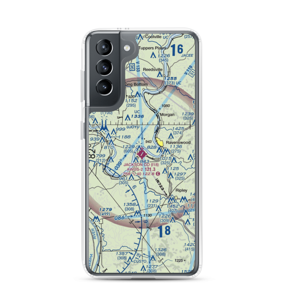 Jackson County Airport (I18) VFR Sectional Samsung Case Samsung Galaxy S21 model shown