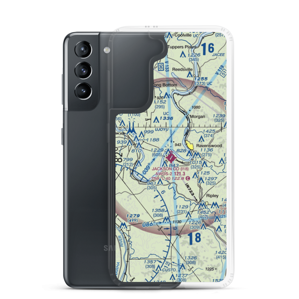 Jackson County Airport (I18) VFR Sectional Samsung Case Samsung Galaxy S21 model shown