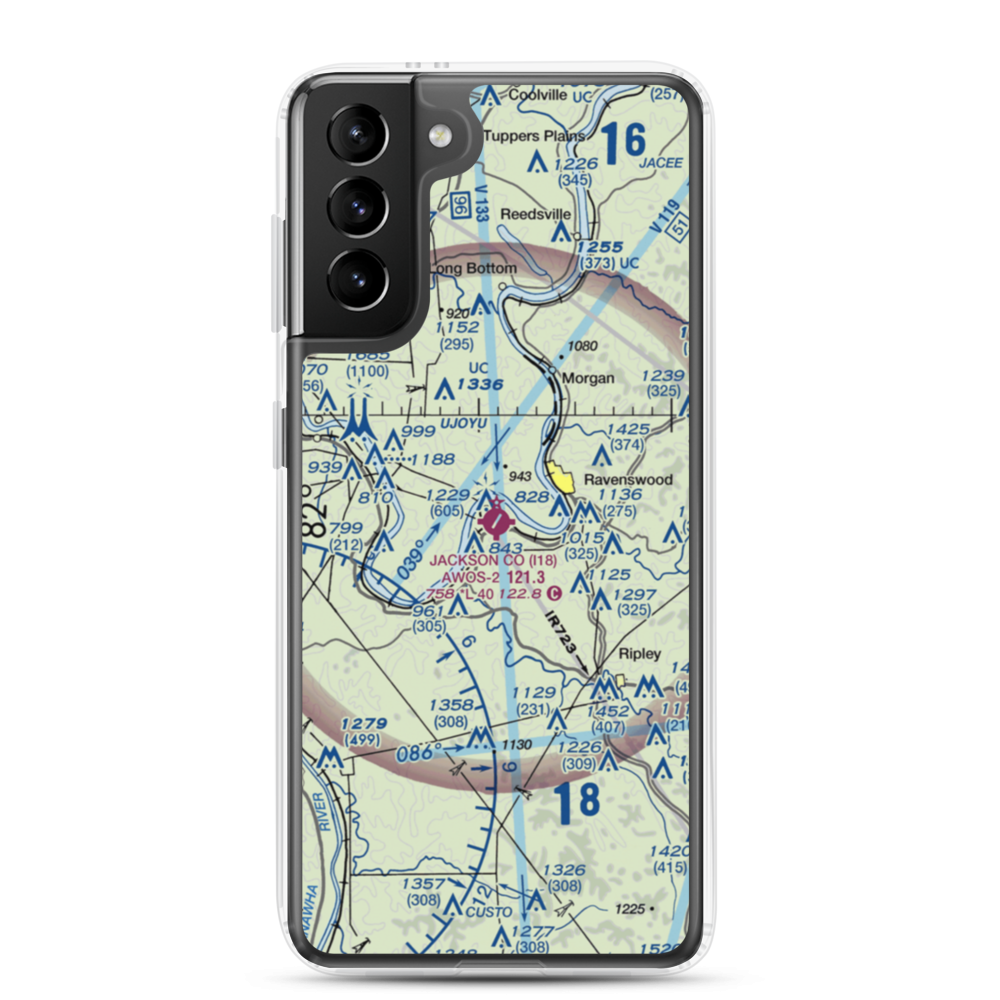Jackson County Airport (I18) VFR Sectional Samsung Case Samsung Galaxy S21 Plus model shown