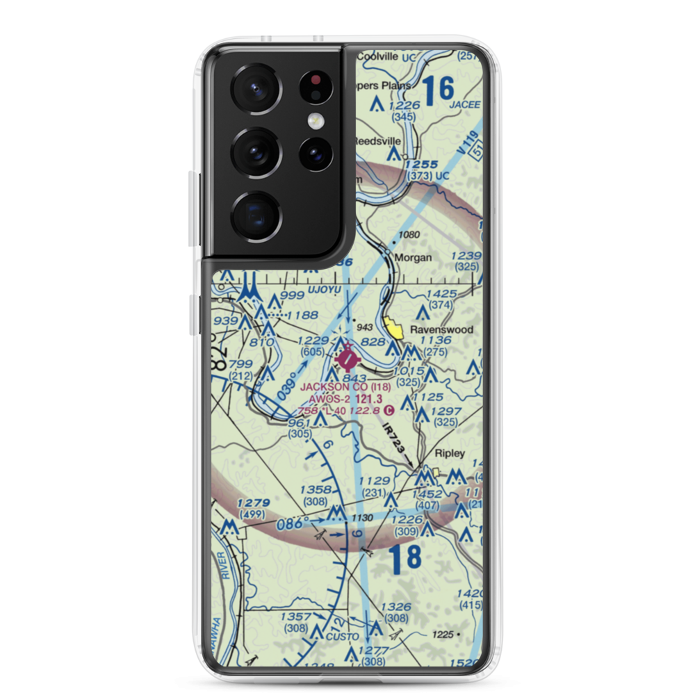 Jackson County Airport (I18) VFR Sectional Samsung Case Samsung Galaxy S21 Ultra model shown