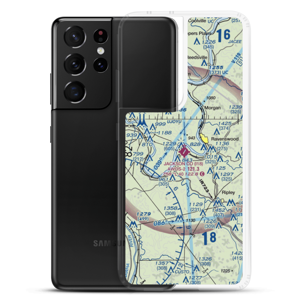Jackson County Airport (I18) VFR Sectional Samsung Case Samsung Galaxy S21 Ultra model shown