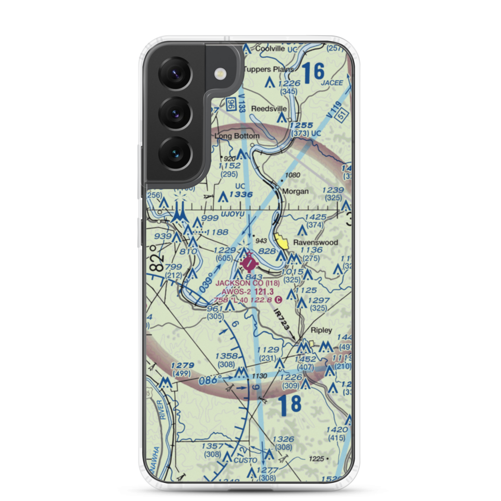 Jackson County Airport (I18) VFR Sectional Samsung Case Samsung Galaxy S22 Plus model shown