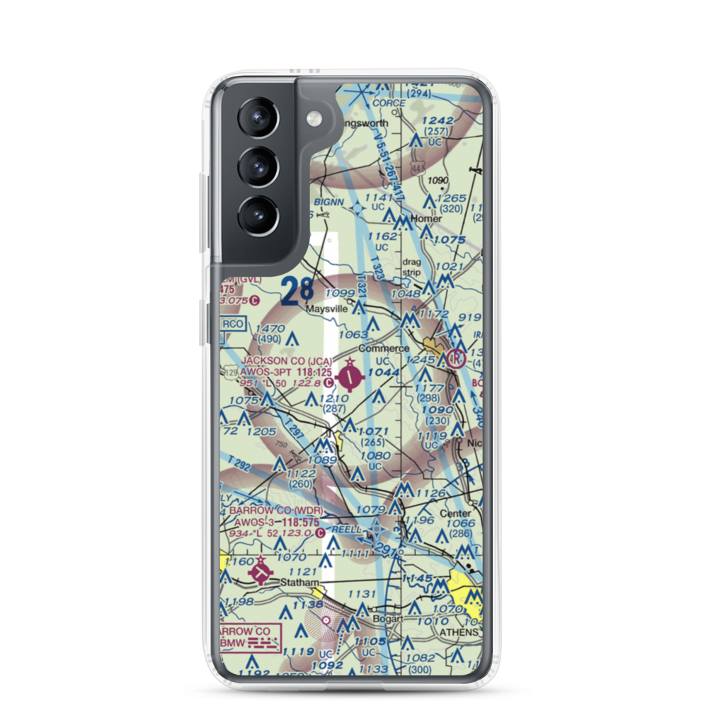 Jackson County Airport (JCA) VFR Sectional Samsung Case Samsung Galaxy S21 model shown